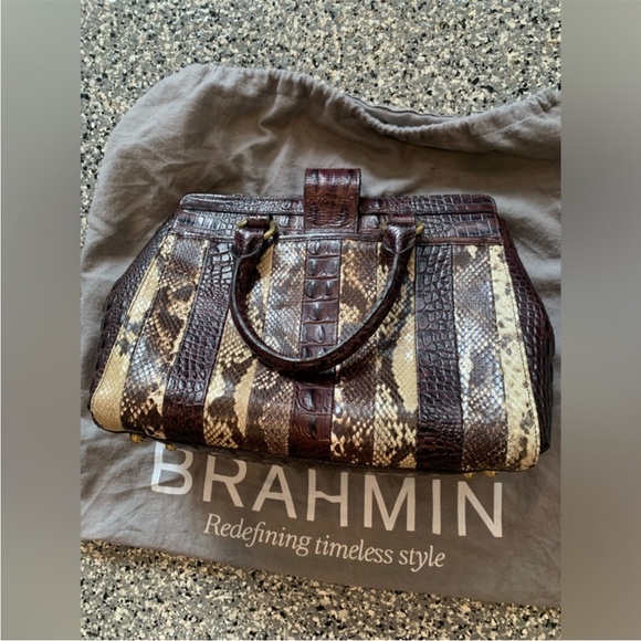 Brahmin Annabelle Rare Tri-texture Anaconda Satchel - Picture 8 of 11